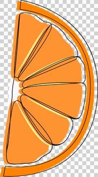 Half orange slice is showing wedge segments and rind in vector art with Illustrazione stock