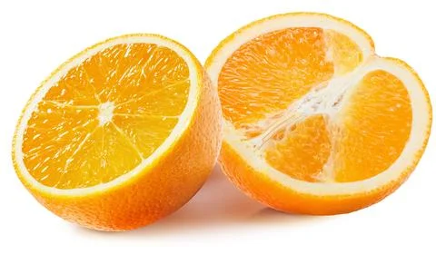 Half of oranges isolated on the white background Stock Photos