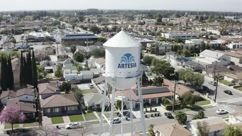 Half Orbit Around Water Tower Stock-Footage 208416453