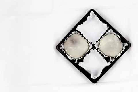 Half pack of white mochi Stock Photos