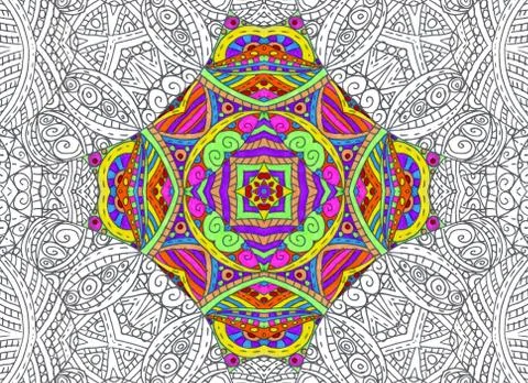 Half-painted outline pattern Stock Illustration