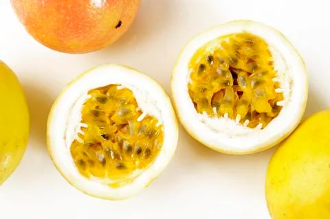 A half of passion fruit Stock Photos