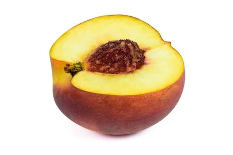 Half of peach on white background Stock Photos
