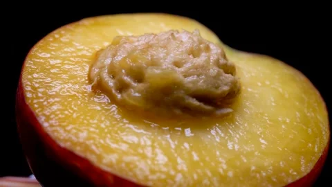 Half of peaches nectarine rotating Stock Footage 156842349