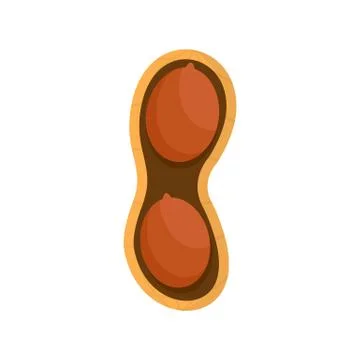 Half of peanut icon, flat style Stock Illustration