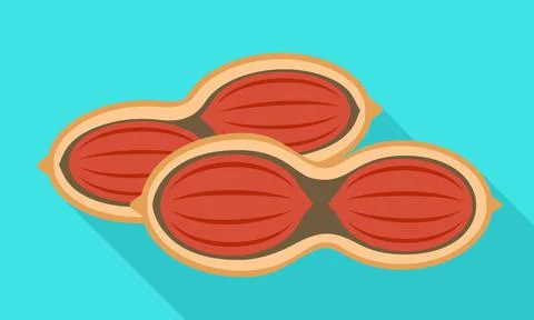 Half peanut shell icon, flat style Stock Illustration