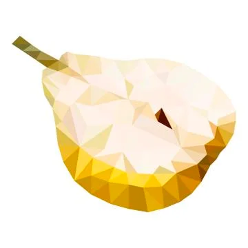 Half of pear polygonal. Vector illustration. Low Poly Stock Illustration