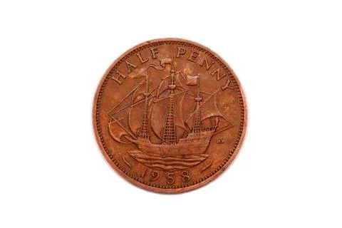 Half Penny from the U.K reverse  side. Stock Photos