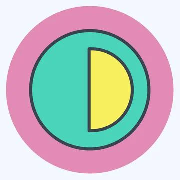 Half Pie Chart Icon in trendy color mate style isolated on soft blue backgrou Stock Illustration