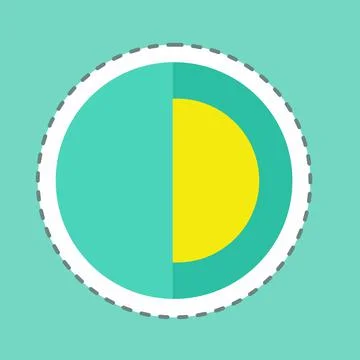Half Pie Chart Sticker in trendy line cut isolated on blue background Stock Illustration
