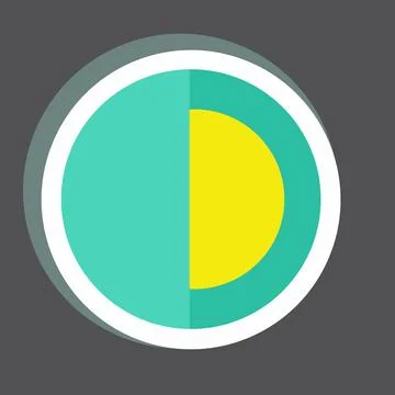 Half Pie Chart Sticker in trendy isolated on black background Stock Illustration