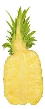 Half a pineapple. Creative layout of pineapple. Flat lay. Stock Photos