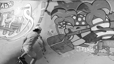 Half pipe black&amp;white Vidéo 75431503