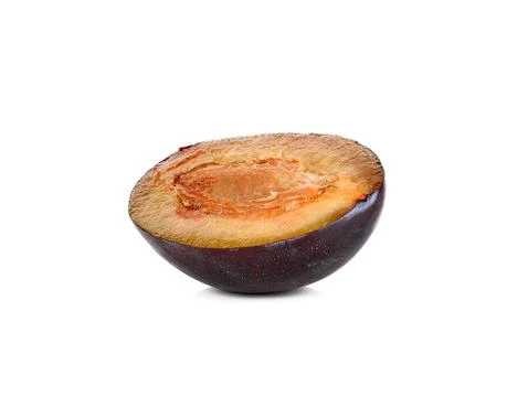 Half of plum isolated on the white background Stock Photos