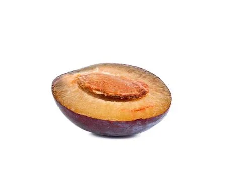 Half of plum isolated on the white background Stock Photos