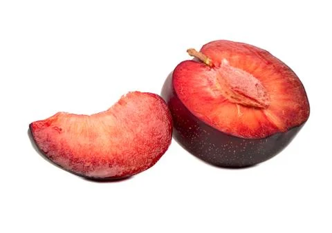 Half plums with slice Stock Photos