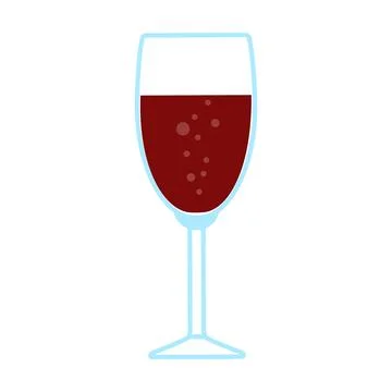Half Poured Bubbling Red Wine Glass Icon Stock Illustration