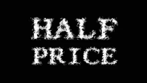 Half Price cloud text effect black isolated background Stock Footage 139636431