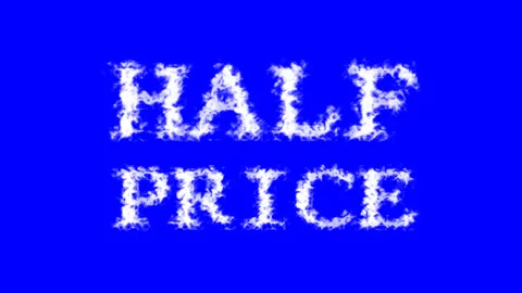Half Price cloud text effect blue isolated background Stock Footage 139636486