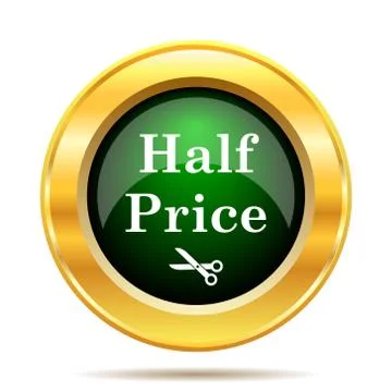 Half price icon. Internet button on white background.. Stock Illustration