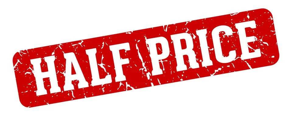 Half price rectangular sign. half price stamp Stockillustratie