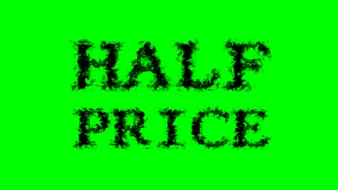 Half Price smoke text effect green isolated background Stock Footage 139618522