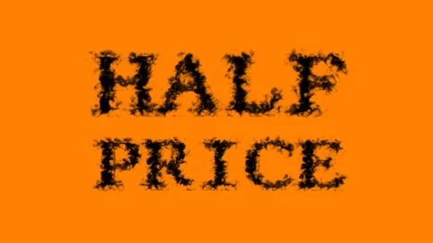Half Price smoke text effect orange isolated background Stock Footage 139618579