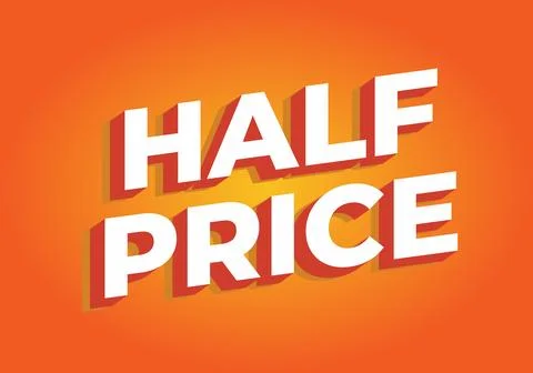 Half price. Text effect in eye catching colors with three dimensions look Stockillustratie