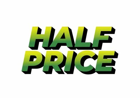 Half price. Text effect in eye catching colors with three dimensions look 스톡 일러스트