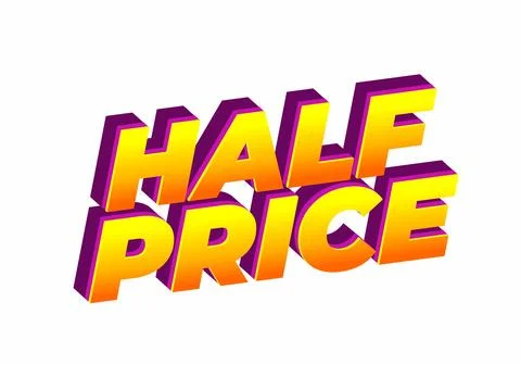 Half price. Text effect in eye catching colors with three dimensions look Stockillustratie