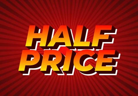 Half price. Text effect in eye catching colors with three dimensions look 스톡 일러스트