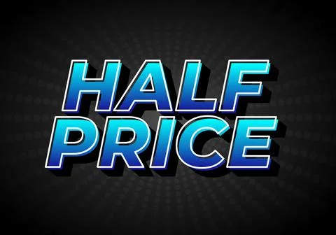 Half price. Text effect in eye catching colors with three dimensions look Stock Illustration