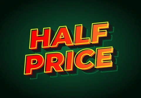 Half price. Text effect in eye catching colors with three dimensions look Stockillustratie