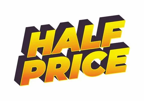 Half price. Text effect in eye catching colors with three dimensions look Stockillustratie