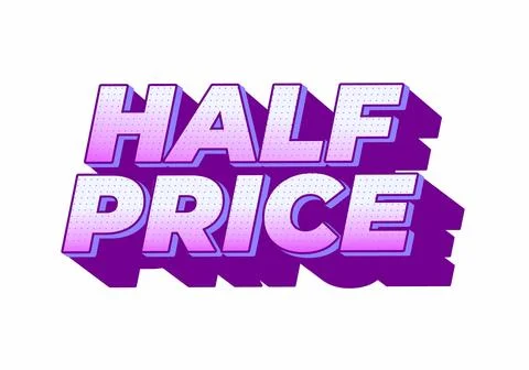 Half price. Text effect in eye catching colors with three dimensions look Stockillustratie