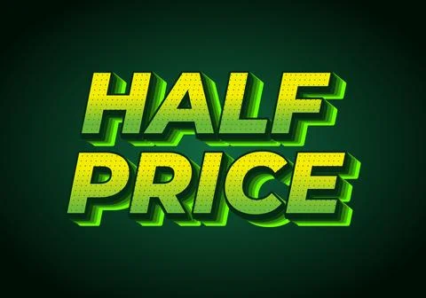 Half price. Text effect in eye catching colors with three dimensions look Stockillustratie