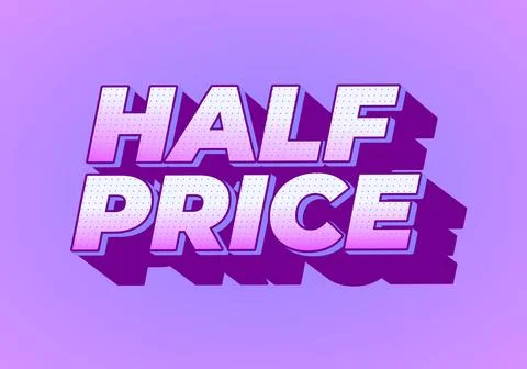 Half price. Text effect in eye catching colors with three dimensions look Stockillustratie