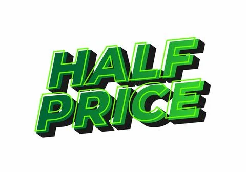 Half price. Text effect in eye catching colors with three dimensions look Stockillustratie