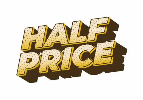 Half price. Text effect in eye catching colors with three dimensions look Stockillustratie