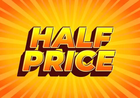 Half price. Text effect in eye catching colors with three dimensions look 스톡 일러스트
