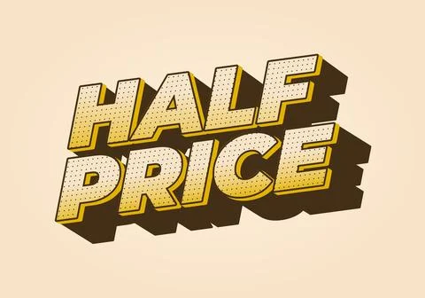 Half price. Text effect in eye catching colors with three dimensions look Stockillustratie