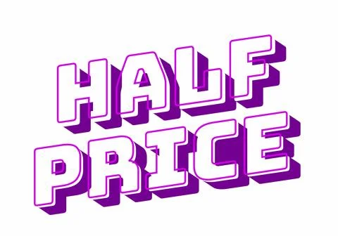 Half price. Text effect in eye catching colors with three dimensions look イラスト素材