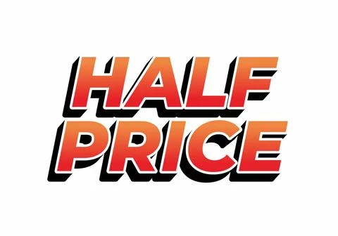 Half price. Text effect in eye catching colors with three dimensions look Stockillustratie