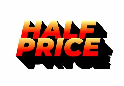 Half price. Text effect in eye catching colors with three dimensions look 스톡 일러스트