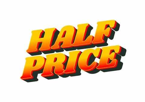 Half price. Text effect in eye catching colors with three dimensions look Stockillustratie