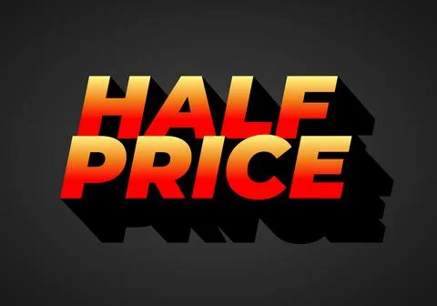 Half price. Text effect in eye catching colors with three dimensions look Stock Illustration