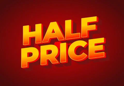Half price. Text effect in eye catching colors with three dimensions look Stockillustratie