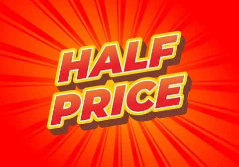 Half price. Text effect in eye catching colors with three dimensions look 스톡 일러스트
