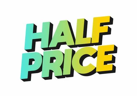 Half price. Text effect in eye catching colors with three dimensions look 스톡 일러스트