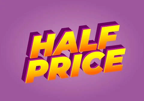 Half price. Text effect in eye catching colors with three dimensions look Stockillustratie